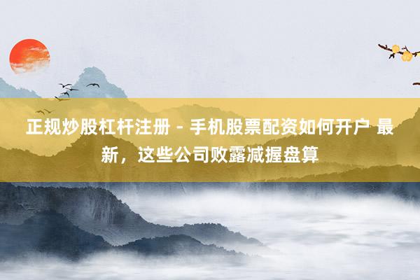 正规炒股杠杆注册 - 手机股票配资如何开户 最新，这些公司败露减握盘算