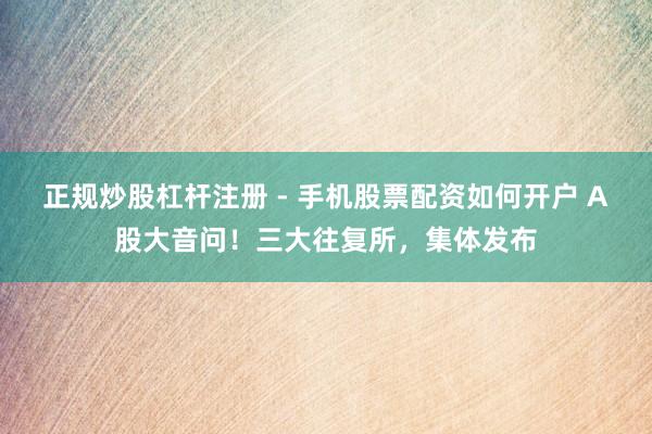 正规炒股杠杆注册 - 手机股票配资如何开户 A股大音问！三大往复所，集体发布